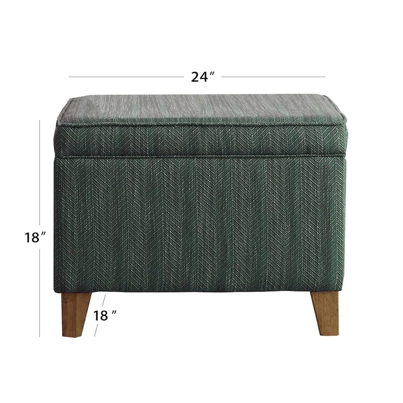 Rectangular Fabric Upholstered Wooden Ottoman with Lift Top Storage, Green