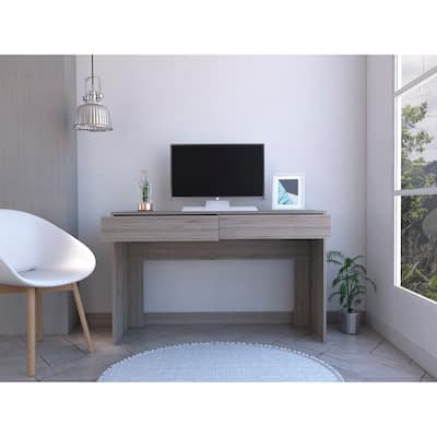 Modern Industrial Style Computer Desk with Spacious Drawers and Open Shelf, Pine Wood Construction, Perfect for Home