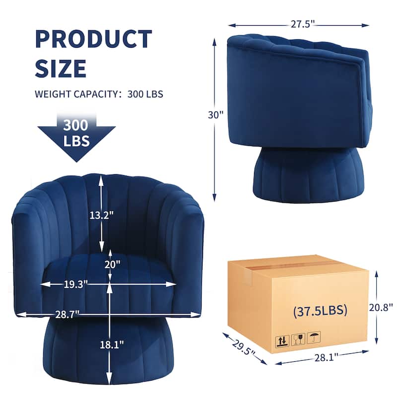 HOMYKA Swivel Accent Barrel Chair Cute Comfy Arm Chair Set 2