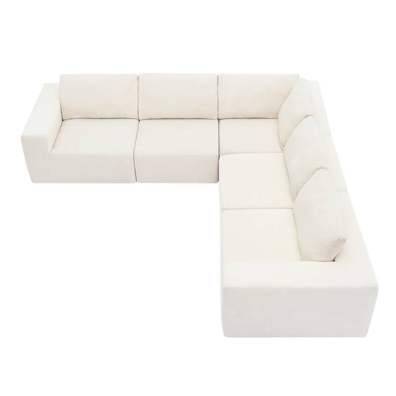 147" Fabric Modular Sectional Sofa with No Assembly, Wide Seats & Cloud Comfort