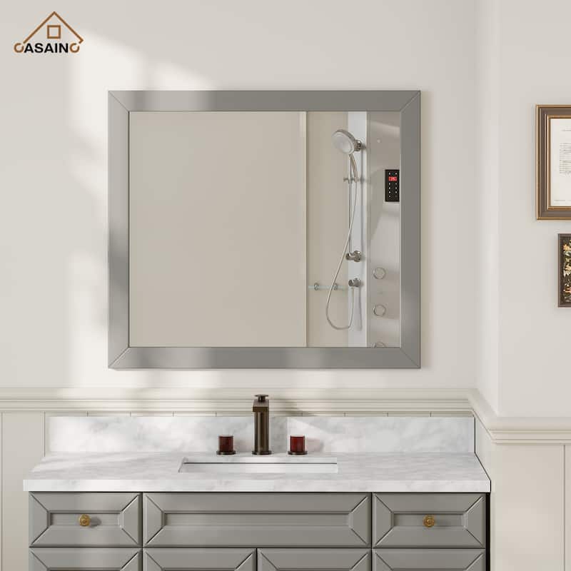 CASAINC 36in Solid Wood Framed Mirror in Multiple Color Frames