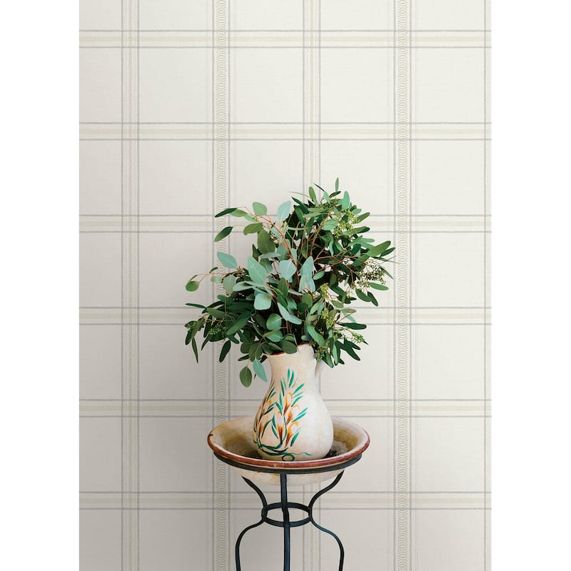 Chesapeake Auberge White Plaid Wallpaper