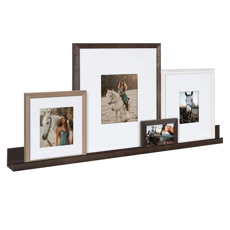 Kate and Laurel Bordeaux Wall Shelf with Frames Set