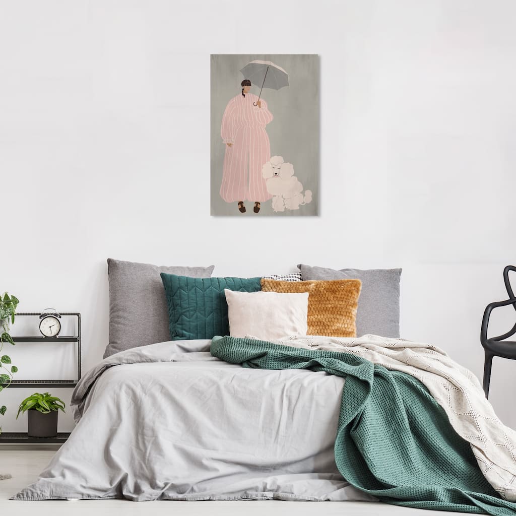 Wynwood Studio Canvas Fashion and Glam Fluff and Stripes Pink and Light Pink Modern & Contemporary Wall Art Canvas Print