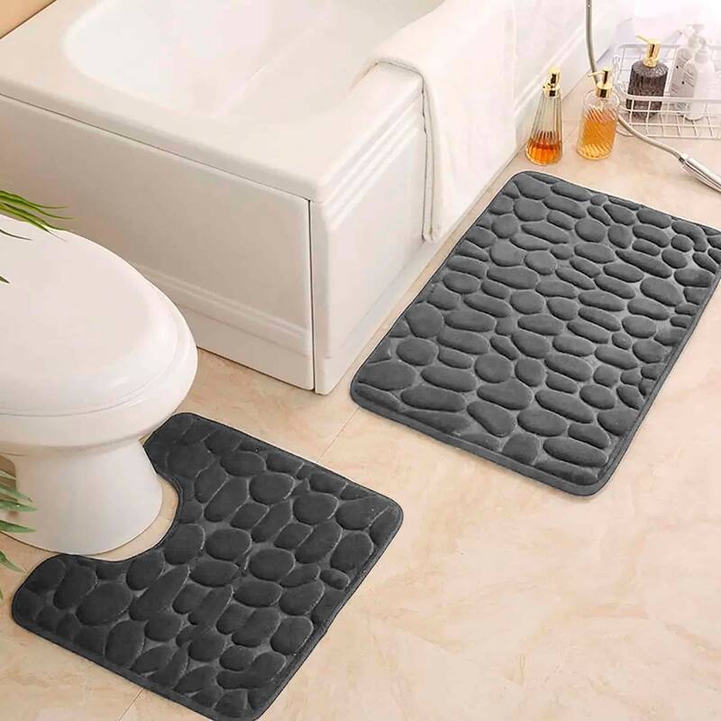 Memory Foam Bath Mat Pebble Design 32x20