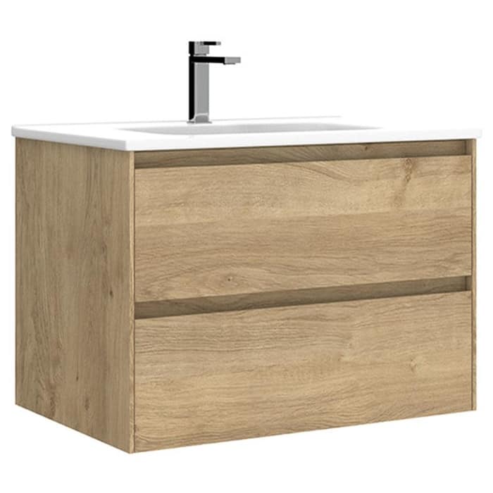 WS Bath Collections Perla C70 Perla 28" Wall Mounted Single Basin - Natural Oak - Oak Finish