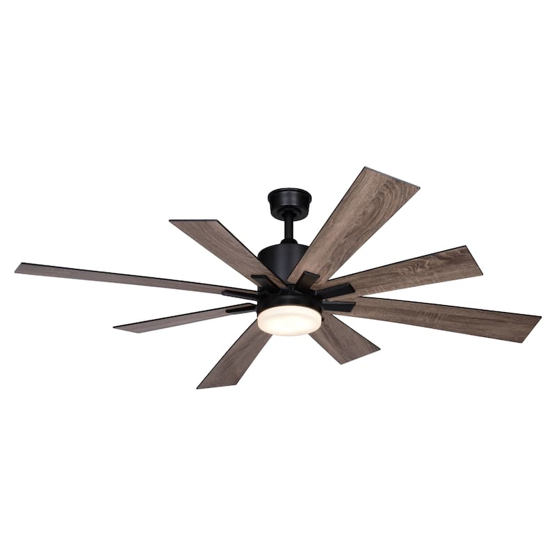 Crawford 60 in. Ceiling Fan with Reversible Blades, Dimmable LED Light Kit, Remote Control, 6 Speeds, Energy Efficient DC Motor