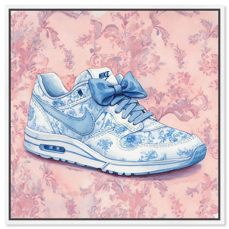 Blue Bow Sneaker II Canvas by Art Remedy - White - 40" x 40"