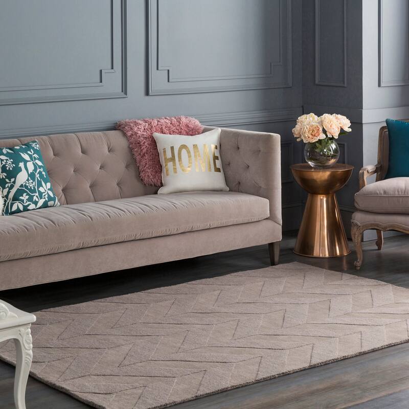 Livabliss Alpine Hand-woven Tone-on-tone Zig-Zag Wool Area Rug