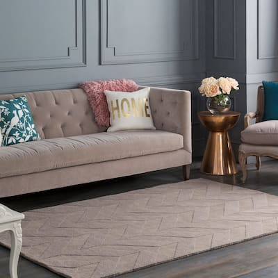 Livabliss Alpine Hand-woven Tone-on-tone Zig-Zag Wool Area Rug