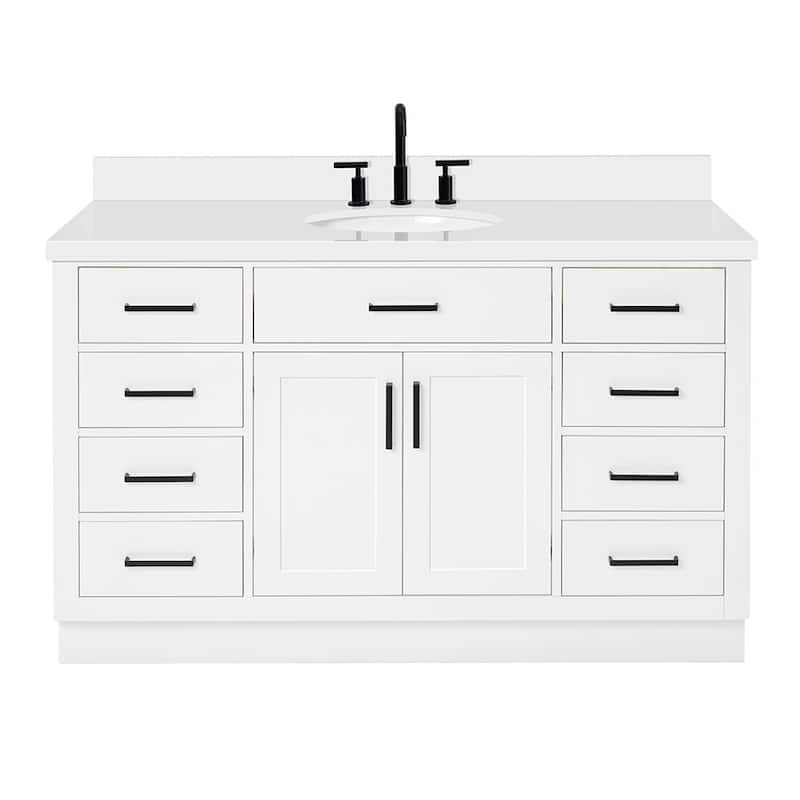 Ariel T055SWQOVO Hepburn 55" Free Standing Single Basin Vanity Set - White - Painted