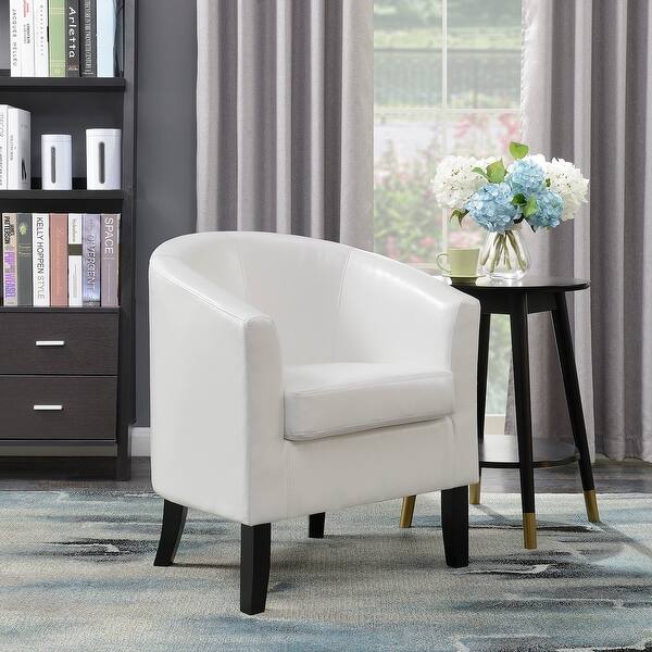 Shop Black Friday Deals On Belleze Club Chair Tub Faux Leather Armchair Seat Living Room White Standard Overstock 17833251