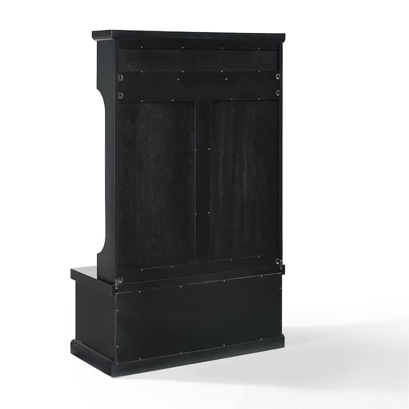 Crosley Seaside Distressed Black Wood Hall Tree