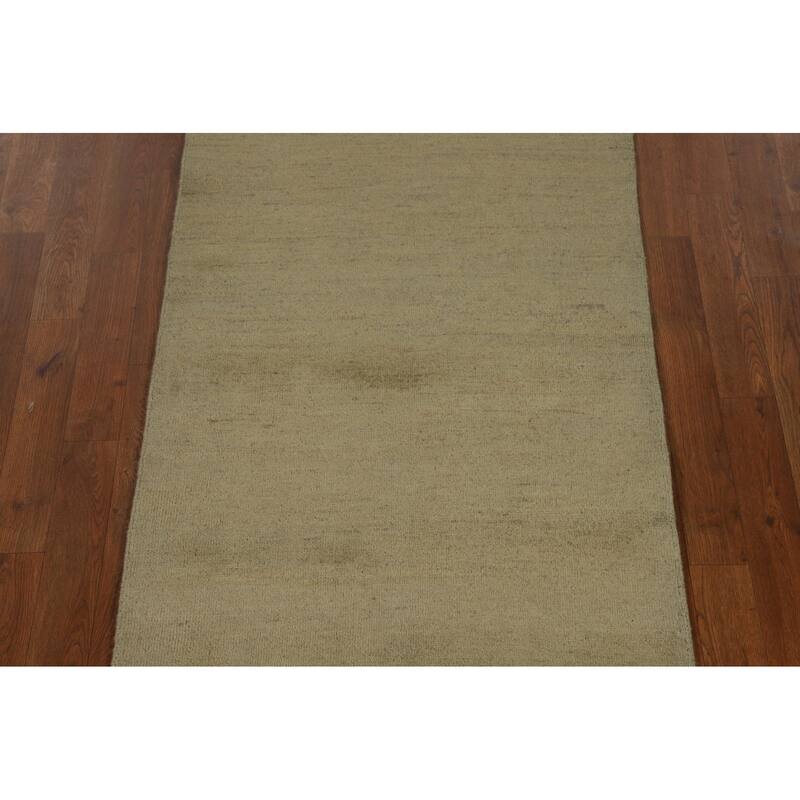 Gabbeh Oriental Runner Rug Hand-Knotted Solid Wool Carpet - 2'7"x 9'4"