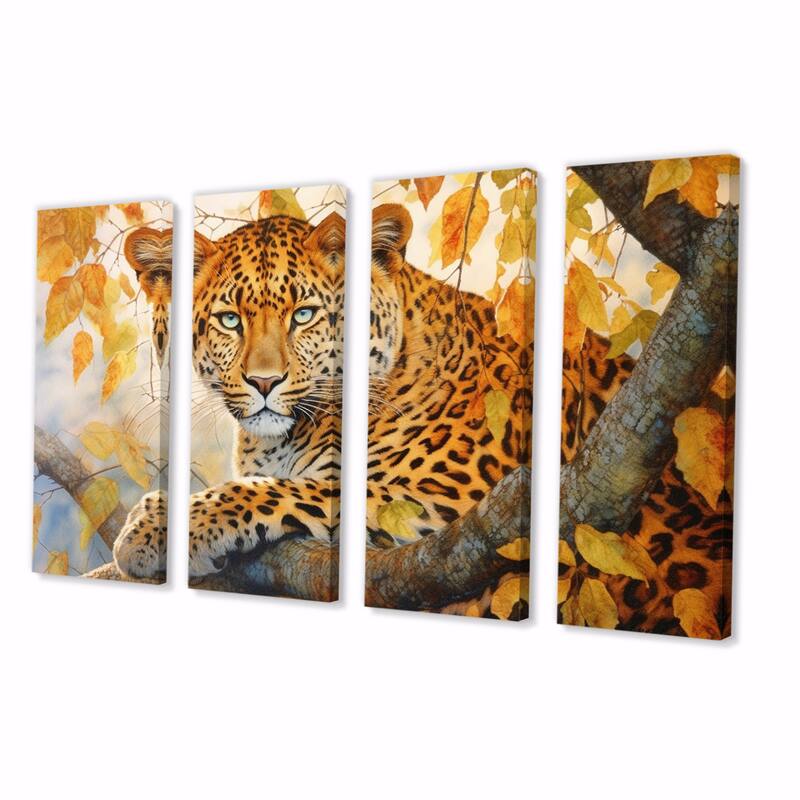 Designart "Leopard Grace I" Animals Multipanel Canvas Print set