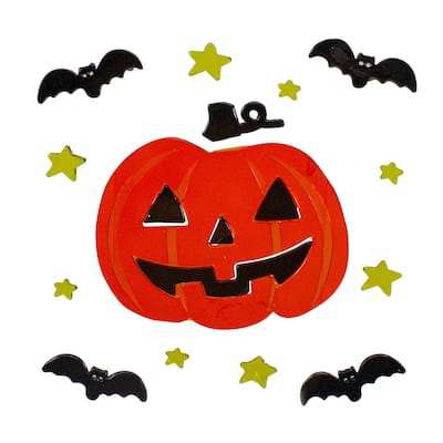 18-Piece Jack-O-Lantern and Bat Halloween Gel Window Clings