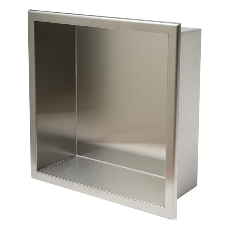 ALFI brand 12 x 12 Brushed Stainless Steel Square Single Shelf Bath Shower Niche - Grey