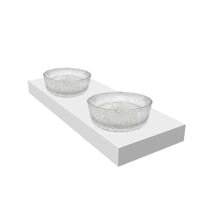 Stadium 16" & 14" Round Decorative Crystal Vessel Sinks With White Base
