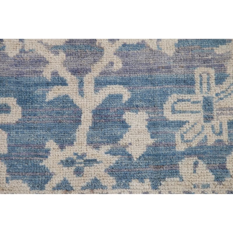 Hand Knotted Oriental 100% Wool Carpet Transitional All-Over Navy Blue & Blues Oushak Area Rug - 5' 0'' X 3' 2''