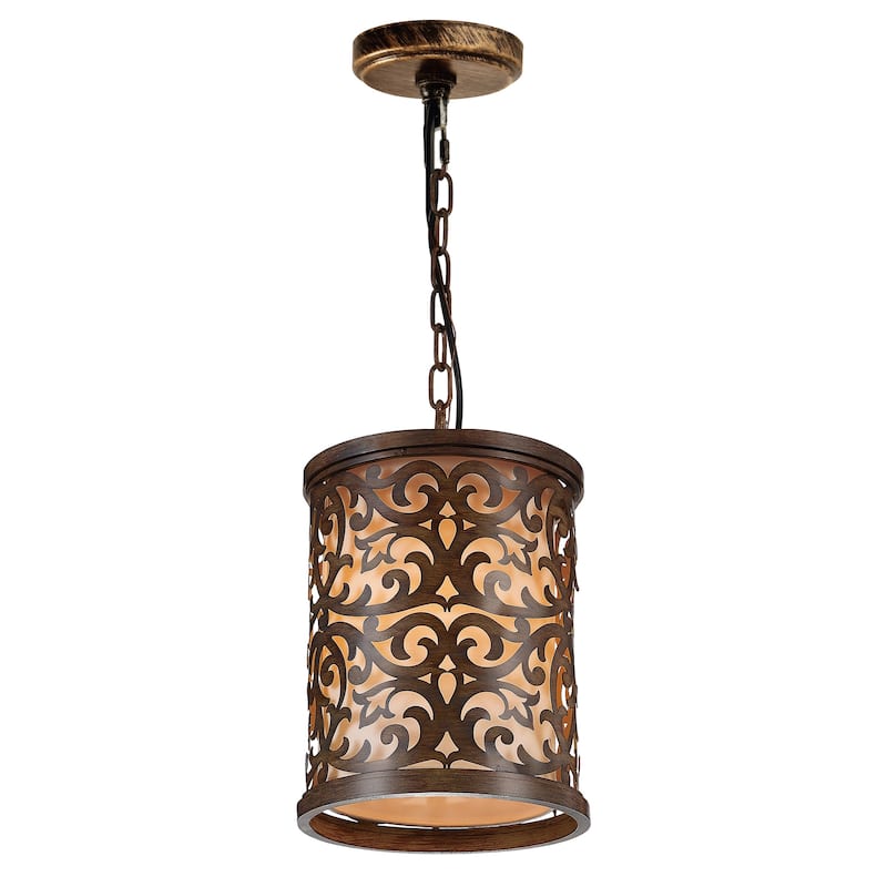 Nicole 1 Light Drum Shade Mini Pendant With Brushed Chocolate Finish - Brushed Chocolate - Brushed Chocolate