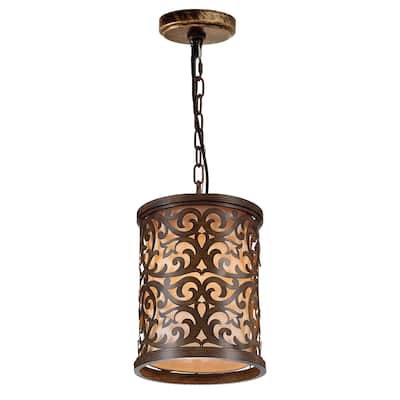 Nicole 1 Light Drum Shade Mini Pendant With Brushed Chocolate Finish - Brushed Chocolate