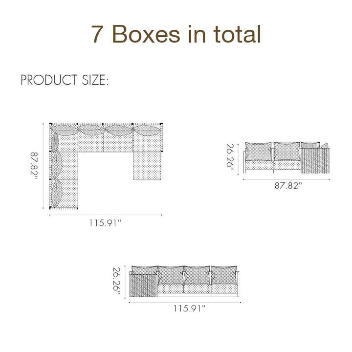 PURPLE LEAF Santorini 4-10 Piece Khaki Patio Sectional Sofa Set with Ottoman Cushions Poolside Garden Outdoor Conversation Sets