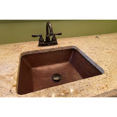19-in Rectangle Under Counter Hammered Copper Bathroom Sink (LREC19DB)
