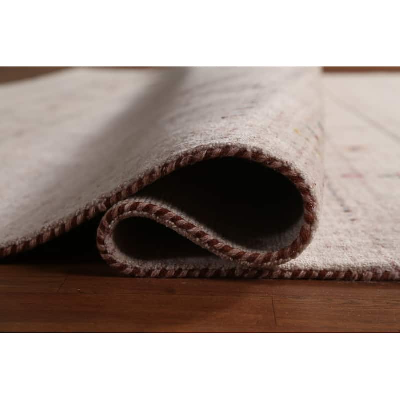 Hand Knotted Oriental 100% Wool Carpet Tribal Animal Pictorial Pink Gabbeh Area Rug - 11' 5'' X 8' 9''