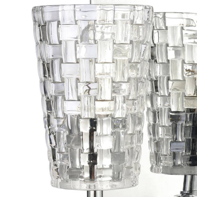 1-Light Vanity Light with Woven Pattern Glass Shades - 9" - Polished Nickel Finish