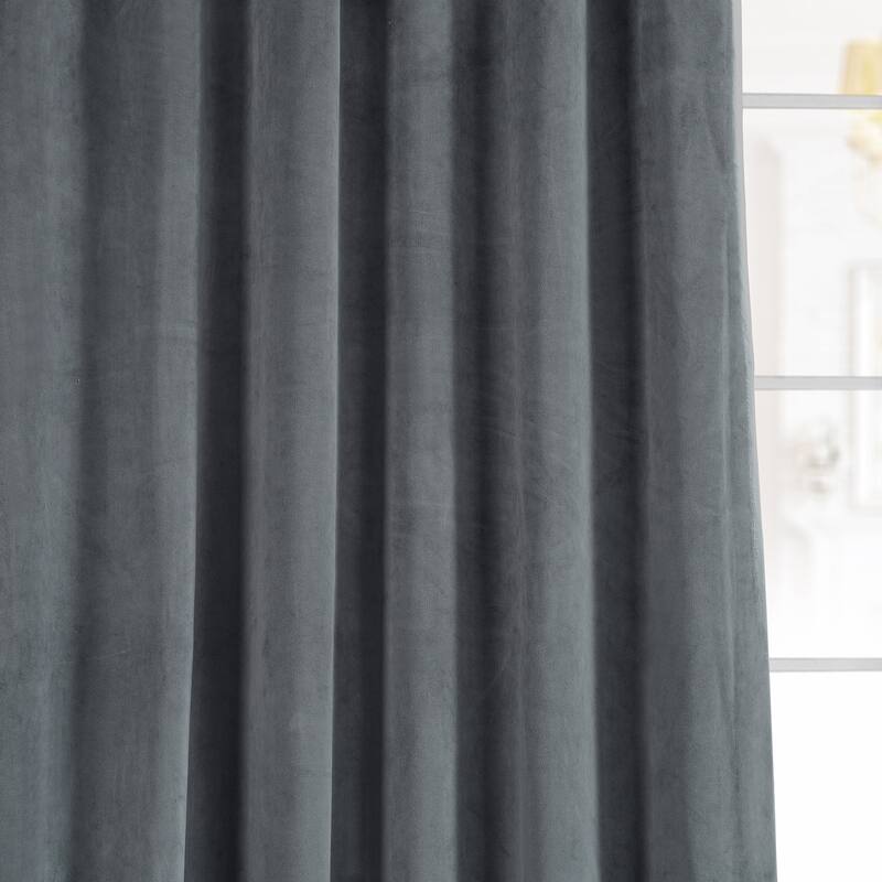 Exclusive Fabrics Natural Grey Velvet Blackout Curtain (1 Panel)