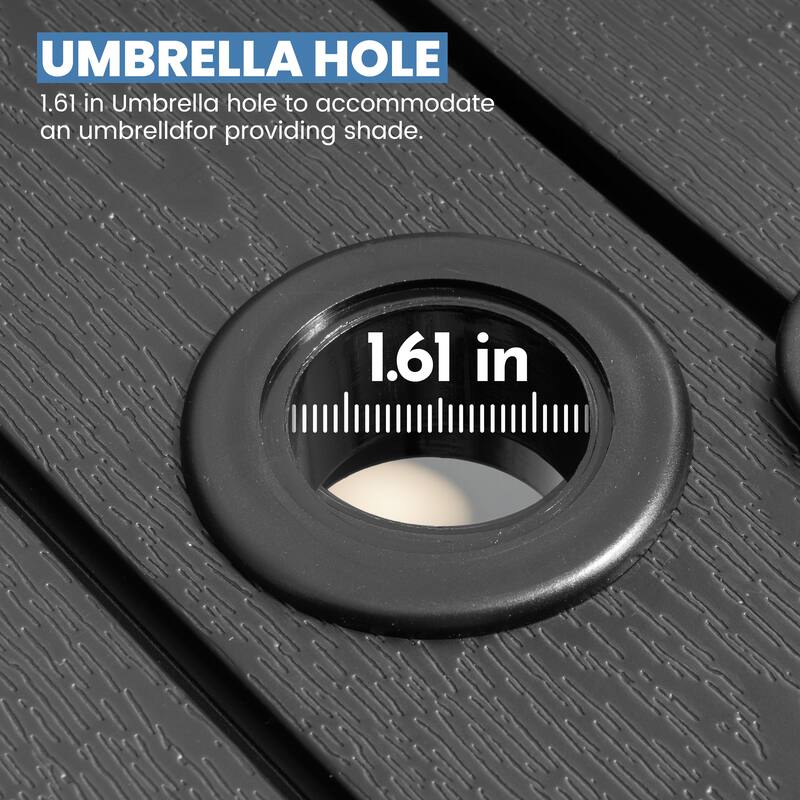 11-piece Outdoor Aluminum Rectangle Patio Dining Table with Umbrella Hole and Chairs