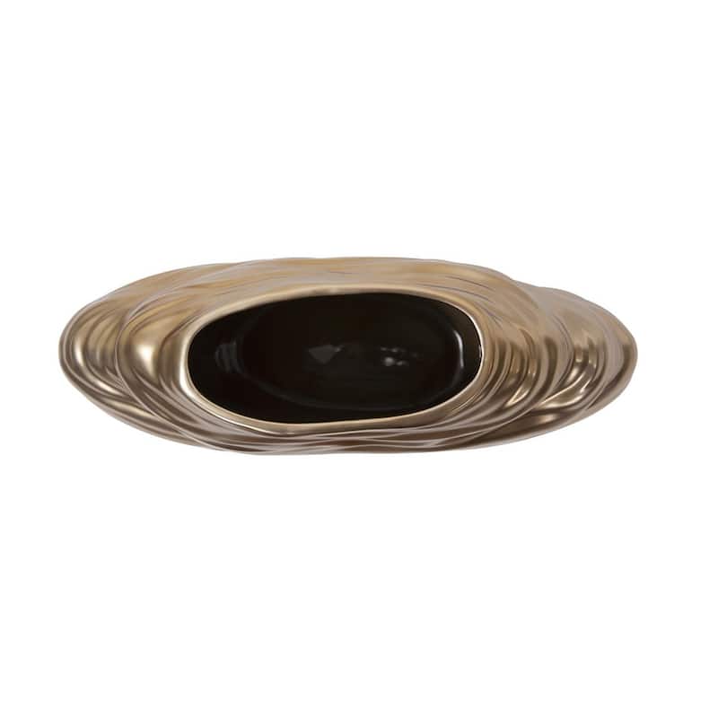 Allan Andrews Hand Finished Brass Ceramic Flowing Wave Vase