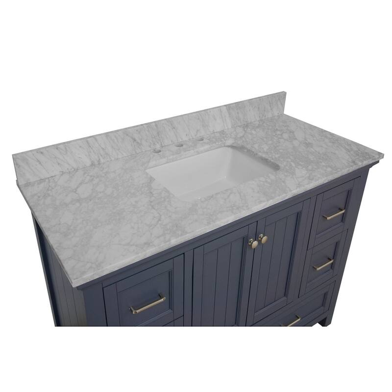 KitchenBathCollection Paige 48" Bathroom Vanity with Carrara Marble Top