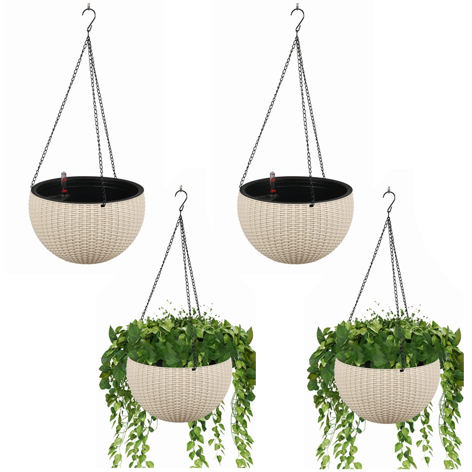 Aoodor 4 pack Self-Watering Hanging Planters, 10 Inch Dual-pots Design Hanging  Baskets with Water Level Indicator - 10.2''undefined4.7'' - Bed Bath &  Beyond - 39034953