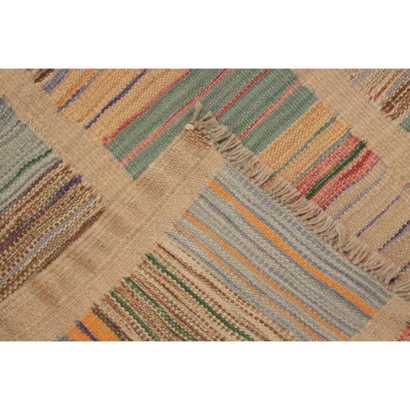 Hand Woven Oriental 100% Wool Carpet Southwestern Modern Multi-Colored Kilim Area Rug - 5' 11'' X 4' 1''