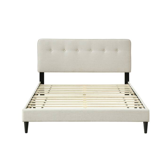 King Size Upholstered Bed with USB Charging and Tufted Headboard