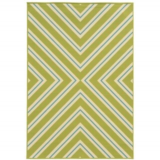 4' X 6' Green Geometric Stain Resistant Indoor Outdoor Area Rug - 6' x ...