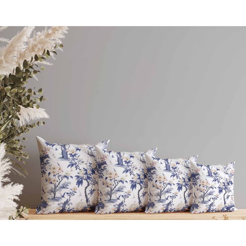Open Air Orchid Faux Suede Reversible Throw Pillow White and Blue