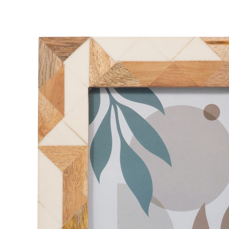 Decorative Photo Frame Contemporary Resin Wood Brown and White Geometric Design Picture Frame Home or Office