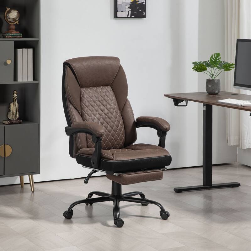 Ergonomic High-Back Swivel Desk Chair with Thick Cushion, Footrest, Smooth Mobility, and Modern Microfiber Upholstery