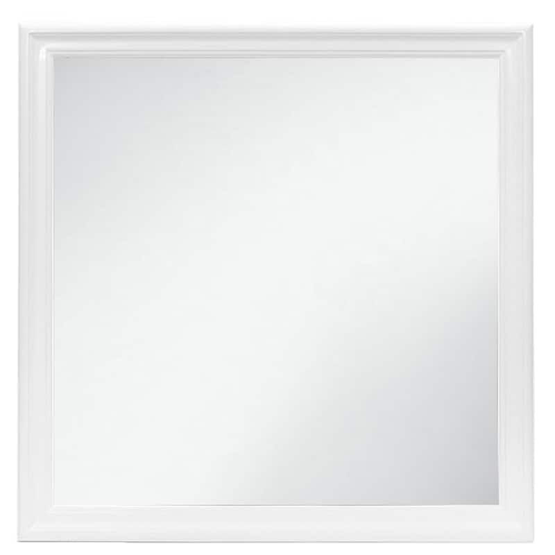HomeRoots 38" White Square Wood Framed Accent Mirror - 38.19' X '38.19' X '1