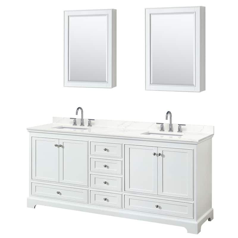 Wyndham Collection WCS202080D-QTZ-US3MED Deborah 80" Free Standing - White / Giotto Quartz Top / Polished Chrome