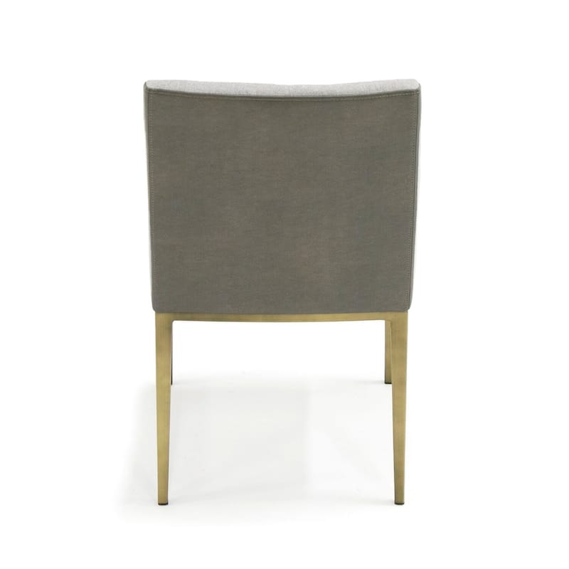 Brass/Gray Faux Leather Upholstered Metal Frame Dining Chair, Sturdy Dining Chair for Dining Rooms - 19.5