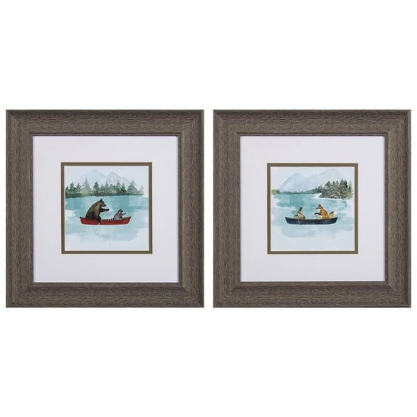 slide 2 of 2, Propac Images Bear Lake Set of 2 Wall Art - Green 13X13X1