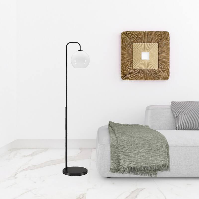 62" Arched Floor Lamp with Glass Globe Shade for Living Room