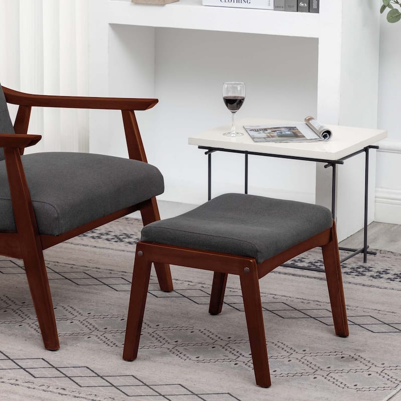 Convenience Concepts Designs4Comfort Natalie Accent Ottoman Stool - Dark Grey Fabric/Espresso