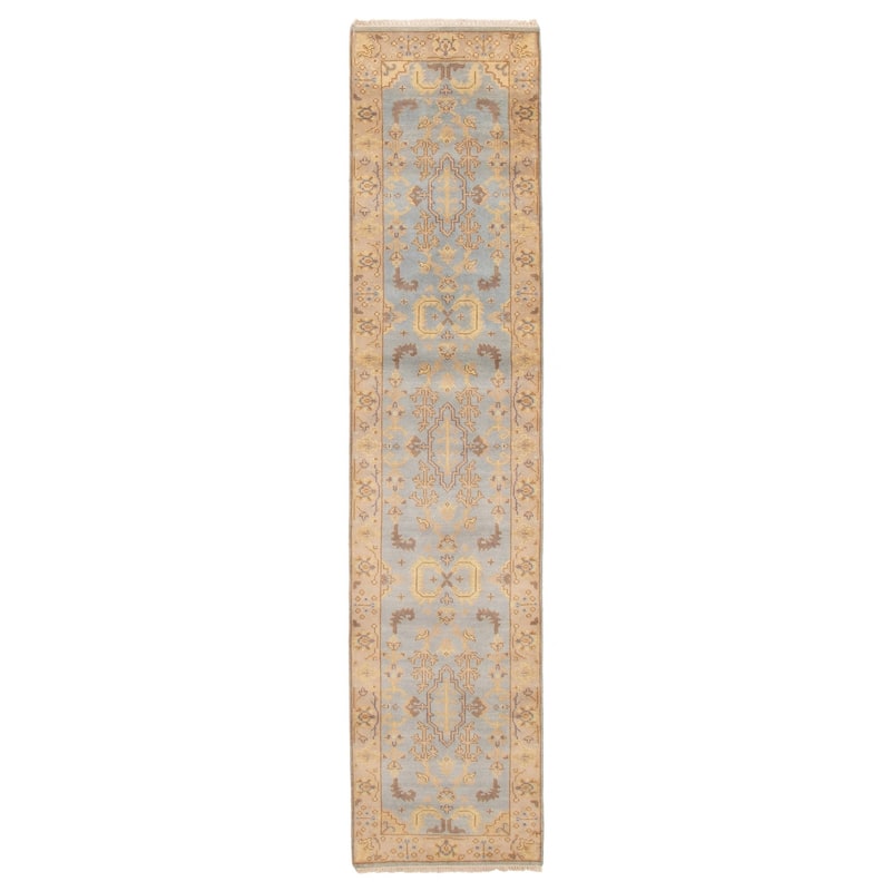 ECARPETGALLERY Hand-knotted Royal Oushak Light Blue Wool Rug - 2'7 x 11'10 - Light Blue - 2'7 x 11'10