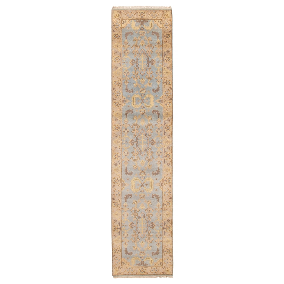 ECARPETGALLERY Hand-knotted Royal Oushak Light Blue Wool Rug - 2'7 x 11'10