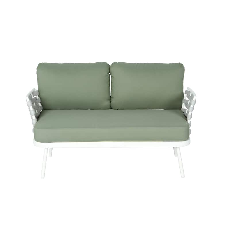 Christopher Knight Home - Cadence Rope and Steel Patio Loveseat and Table Set