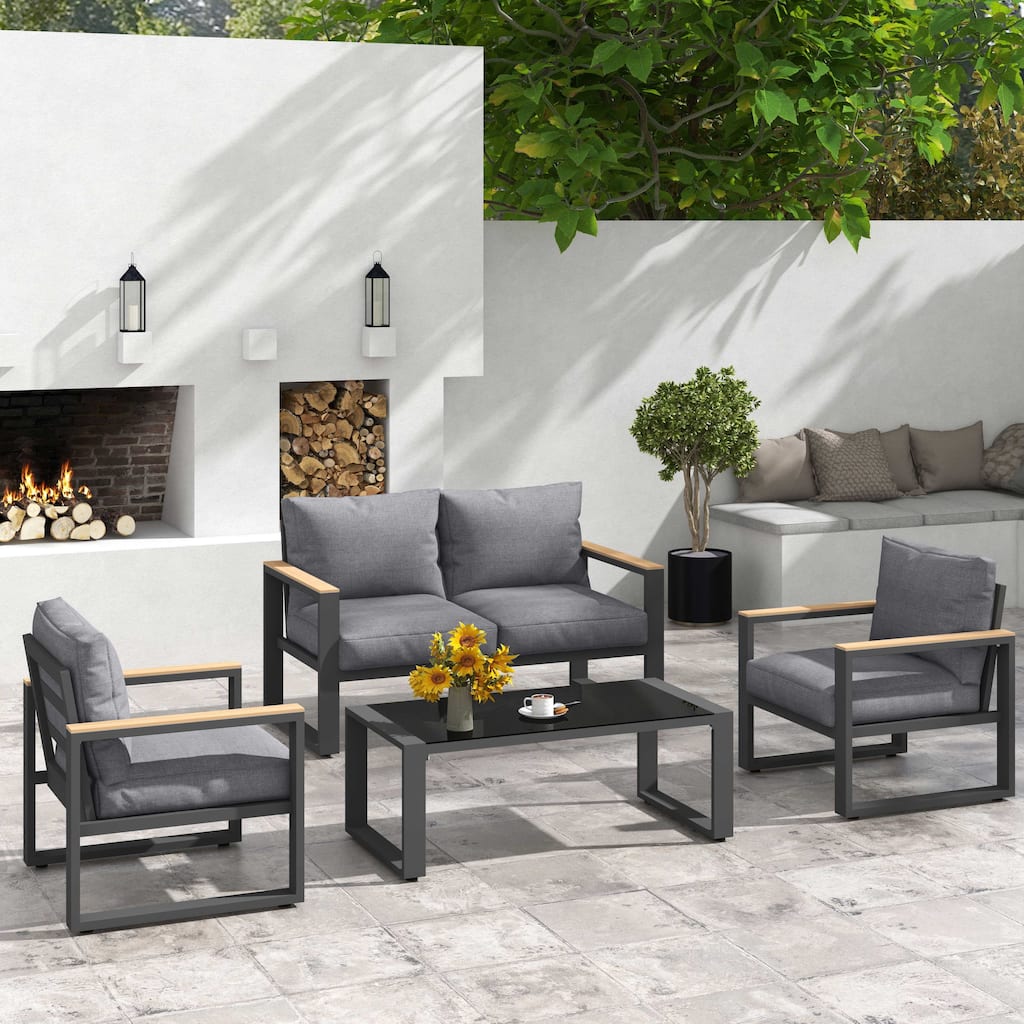 4 Piece Outdoor Conversation Set with Coffee Table
